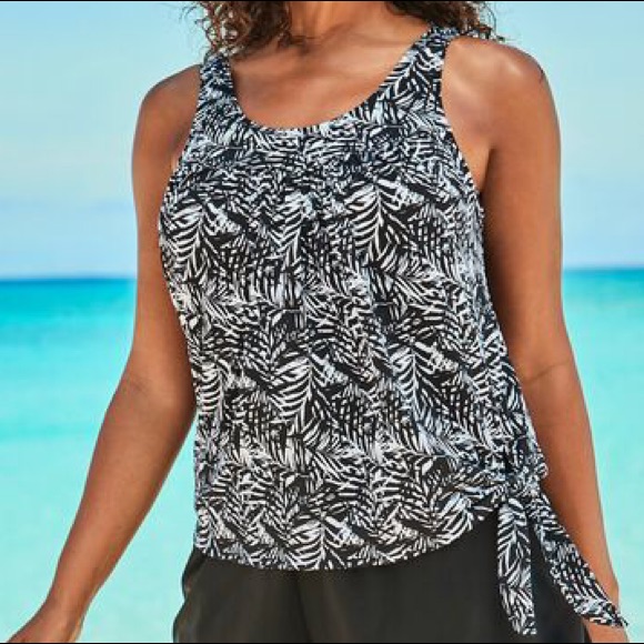 Swimsuits For All Nwt Side-Tie Blouson Swim Top